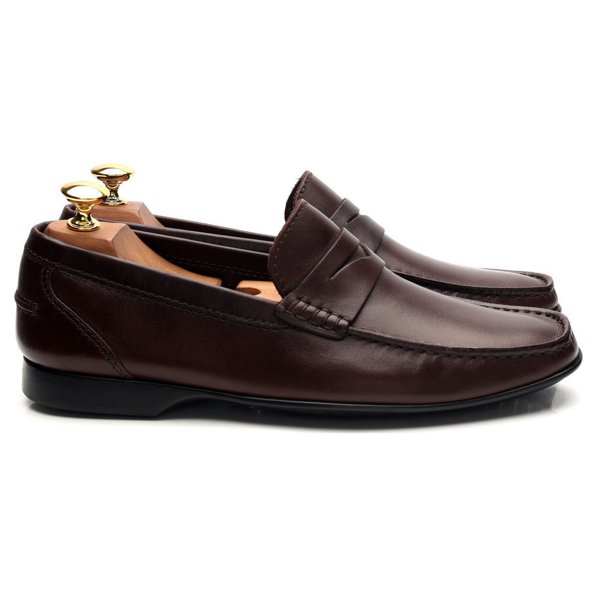 &#39;Genoa&#39; Dark Brown Leather Driving Loafers UK 6 E