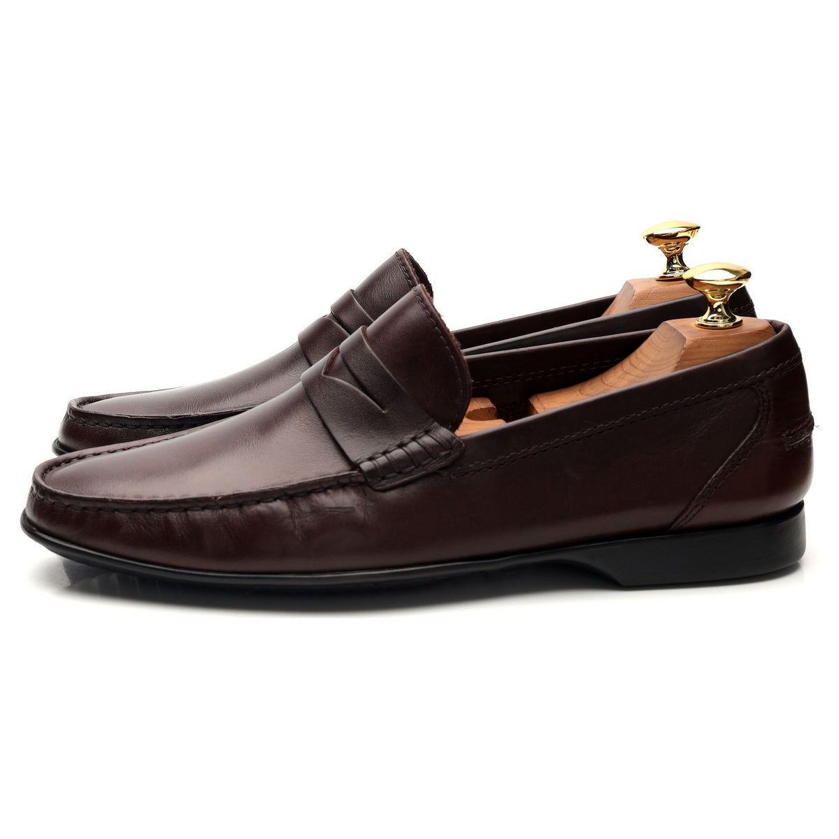 &#39;Genoa&#39; Dark Brown Leather Driving Loafers UK 6 E