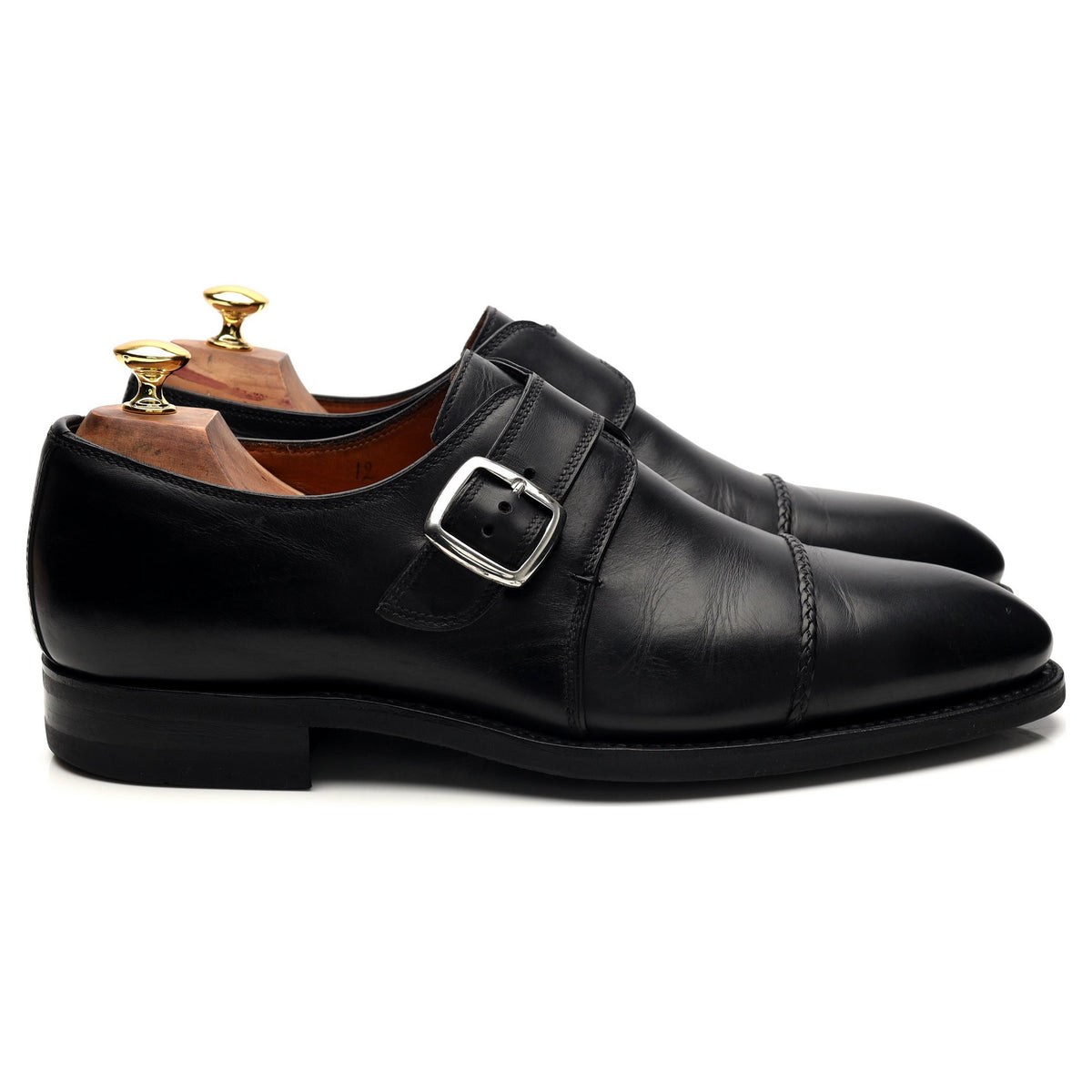 Black Leather Monk Strap UK 12