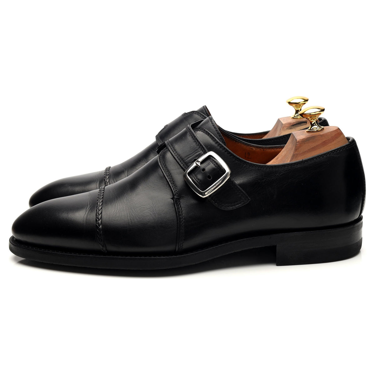 Black Leather Monk Strap UK 12