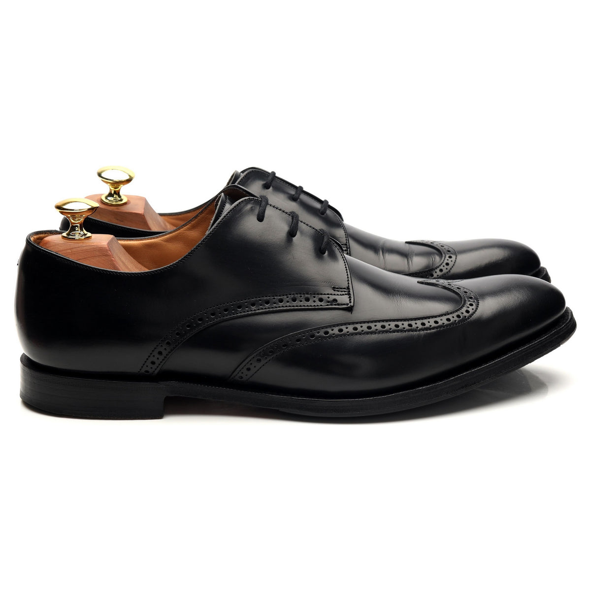 &#39;Glasgow&#39; Black Leather Derby UK 8.5 G