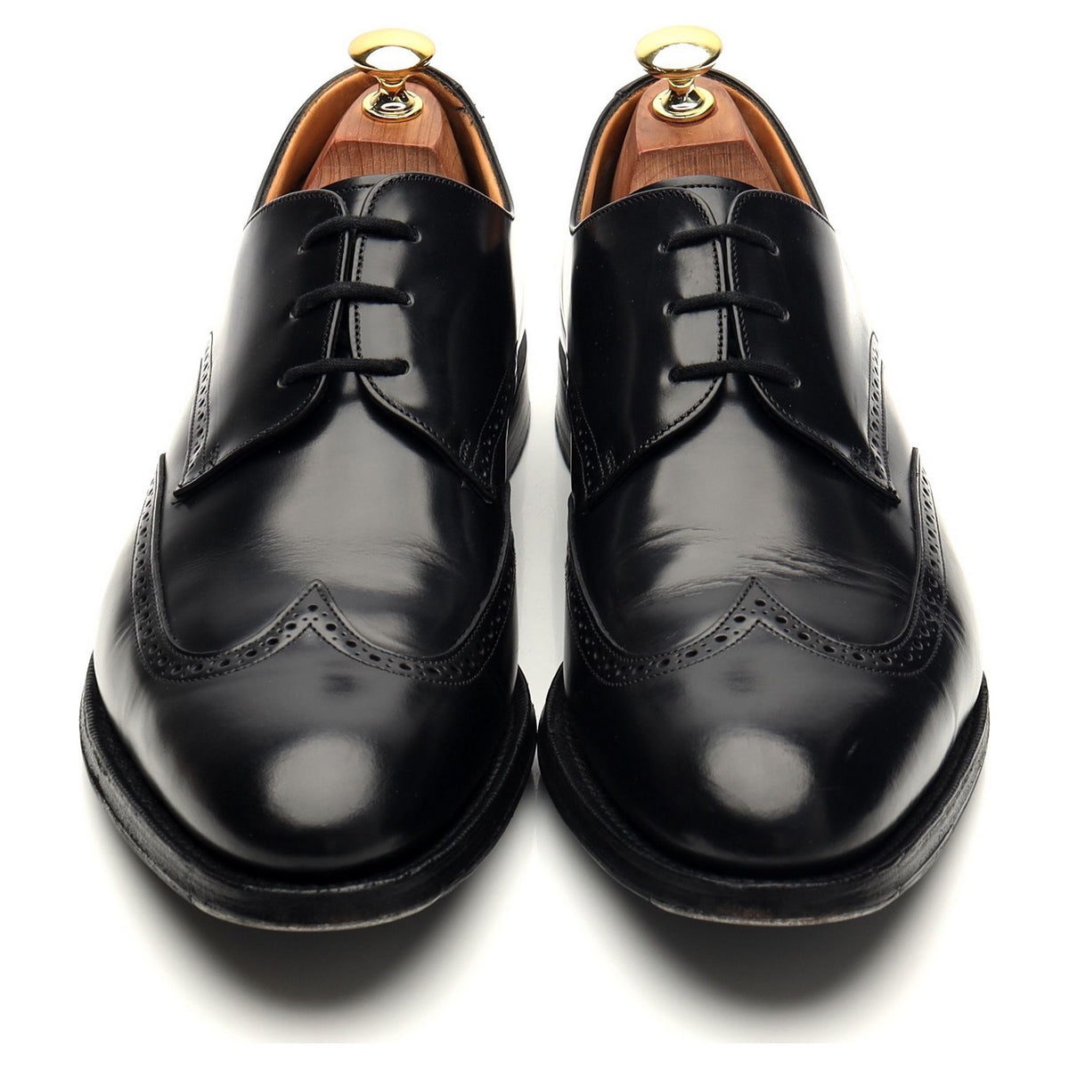 &#39;Glasgow&#39; Black Leather Derby UK 8.5 G