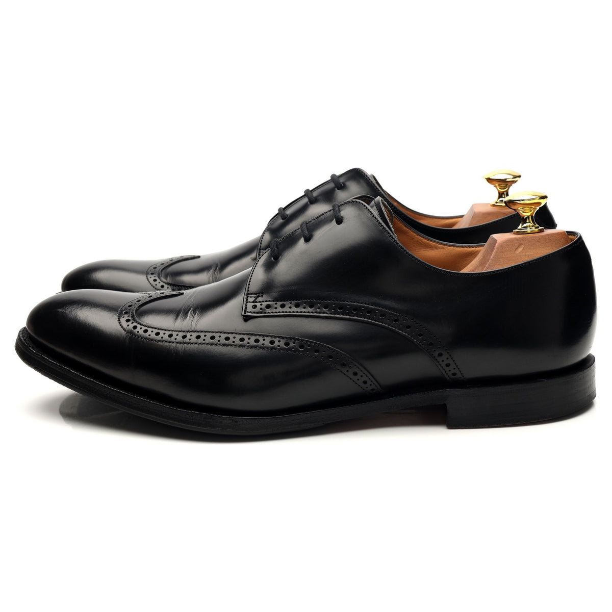 &#39;Glasgow&#39; Black Leather Derby UK 8.5 G