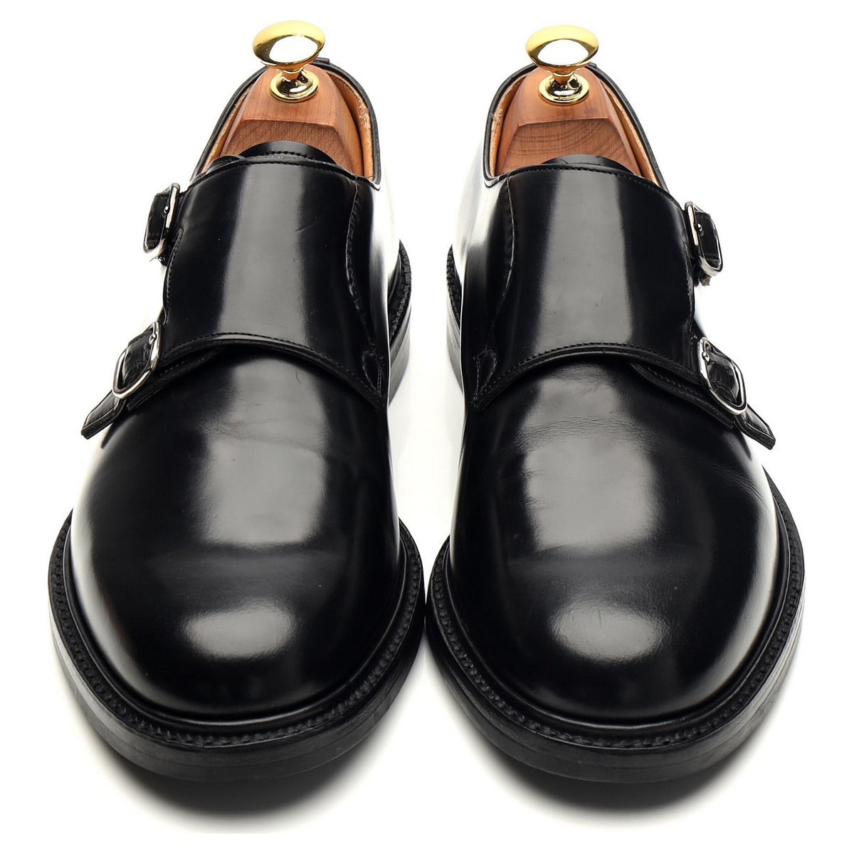 &#39;Lambourn&#39; Black Leather Double Monk Strap UK 6 G