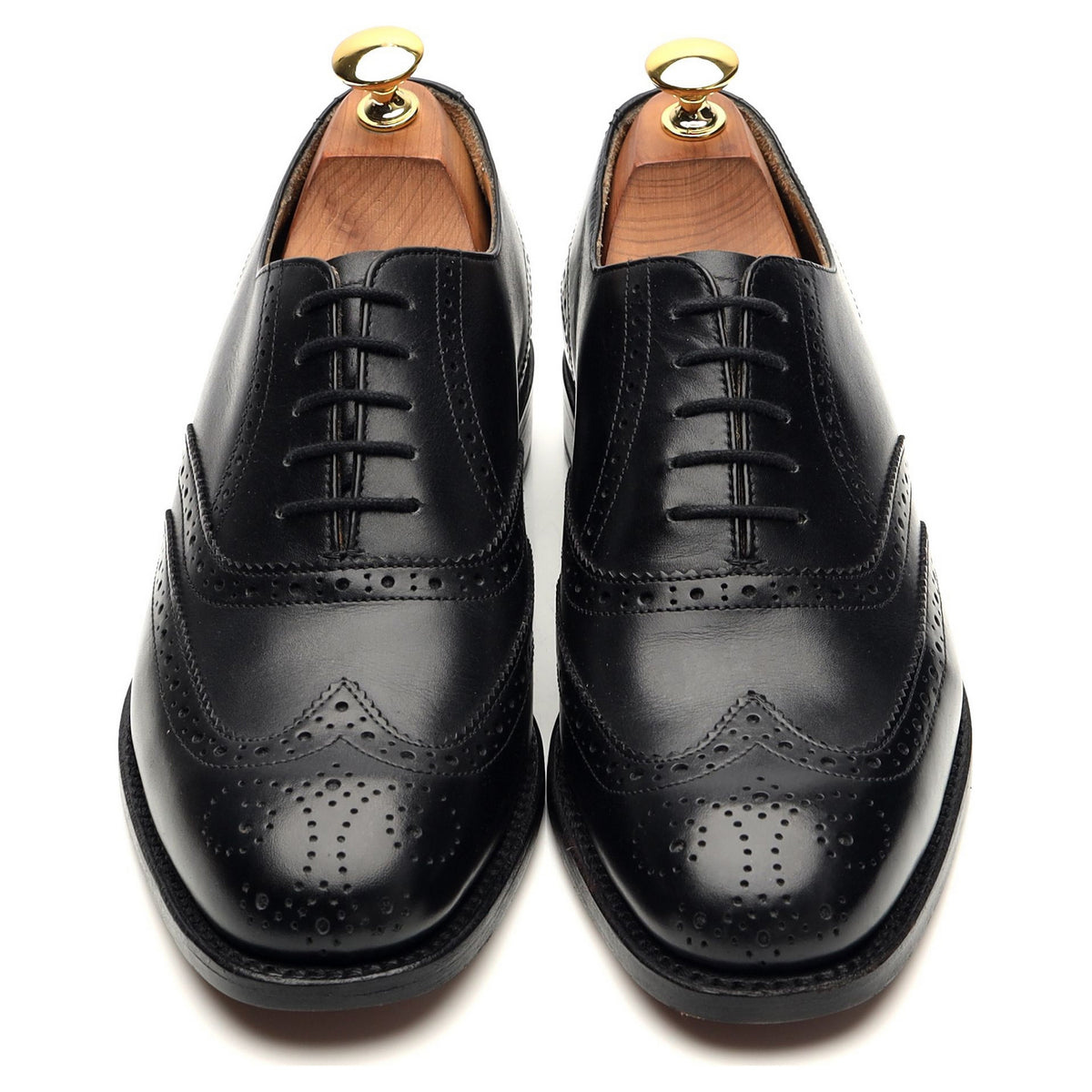 &#39;Glasgow&#39; Black Leather Oxford Brogues UK 6 G