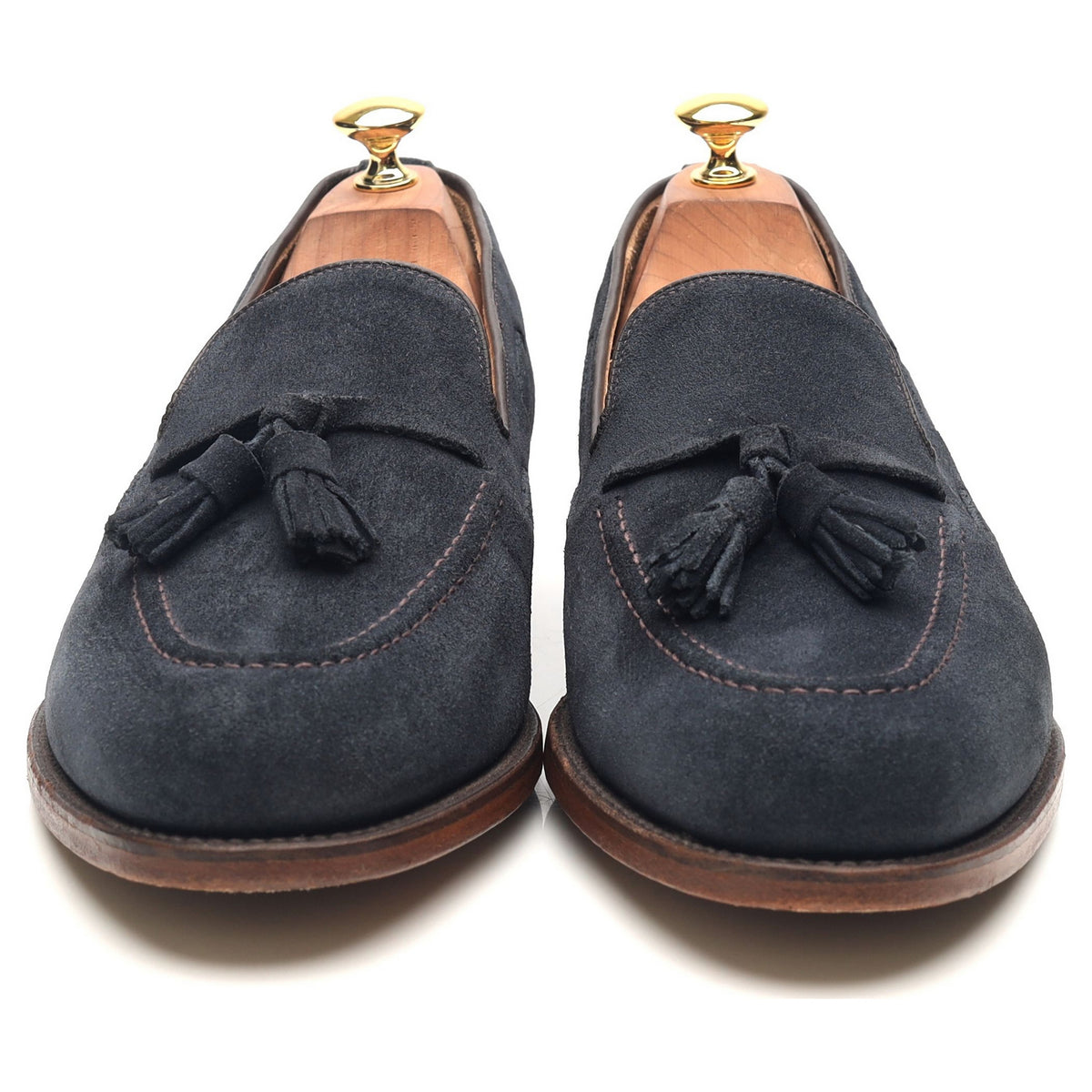 &#39;Lincoln&#39; Navy Blue Suede Tassel Loafers UK 10 F