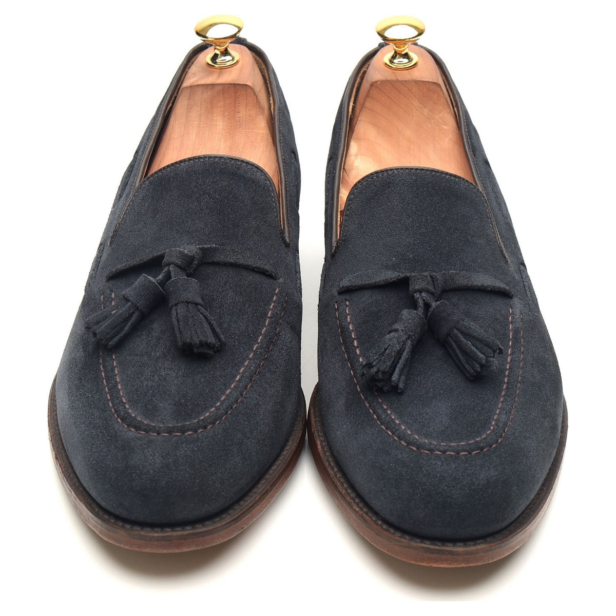 &#39;Lincoln&#39; Navy Blue Suede Tassel Loafers UK 10 F
