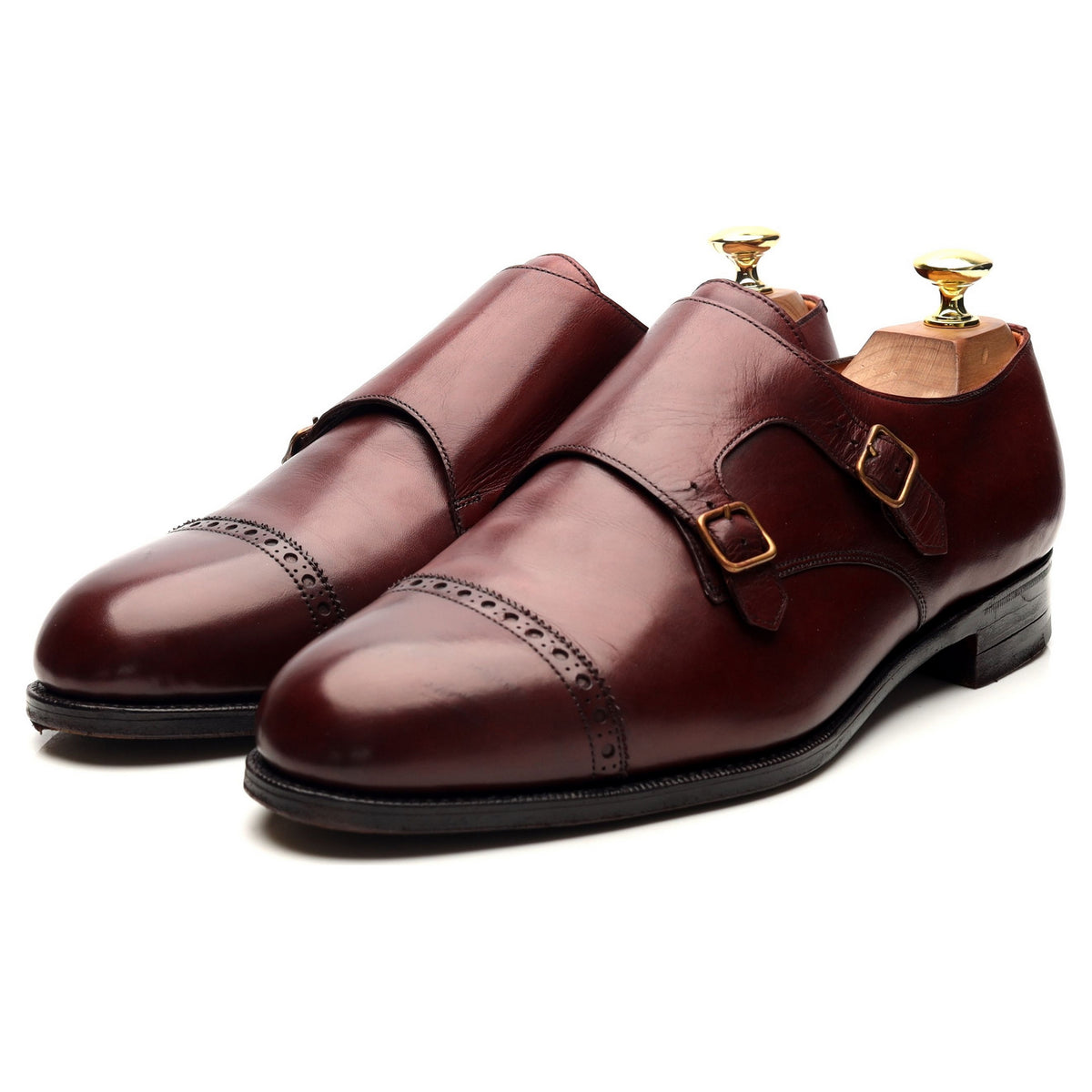 Burgundy Leather Double Monk Strap UK 9 F