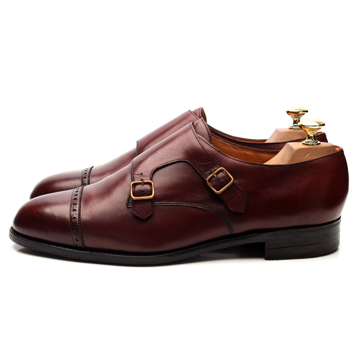 Burgundy Leather Double Monk Strap UK 9 F