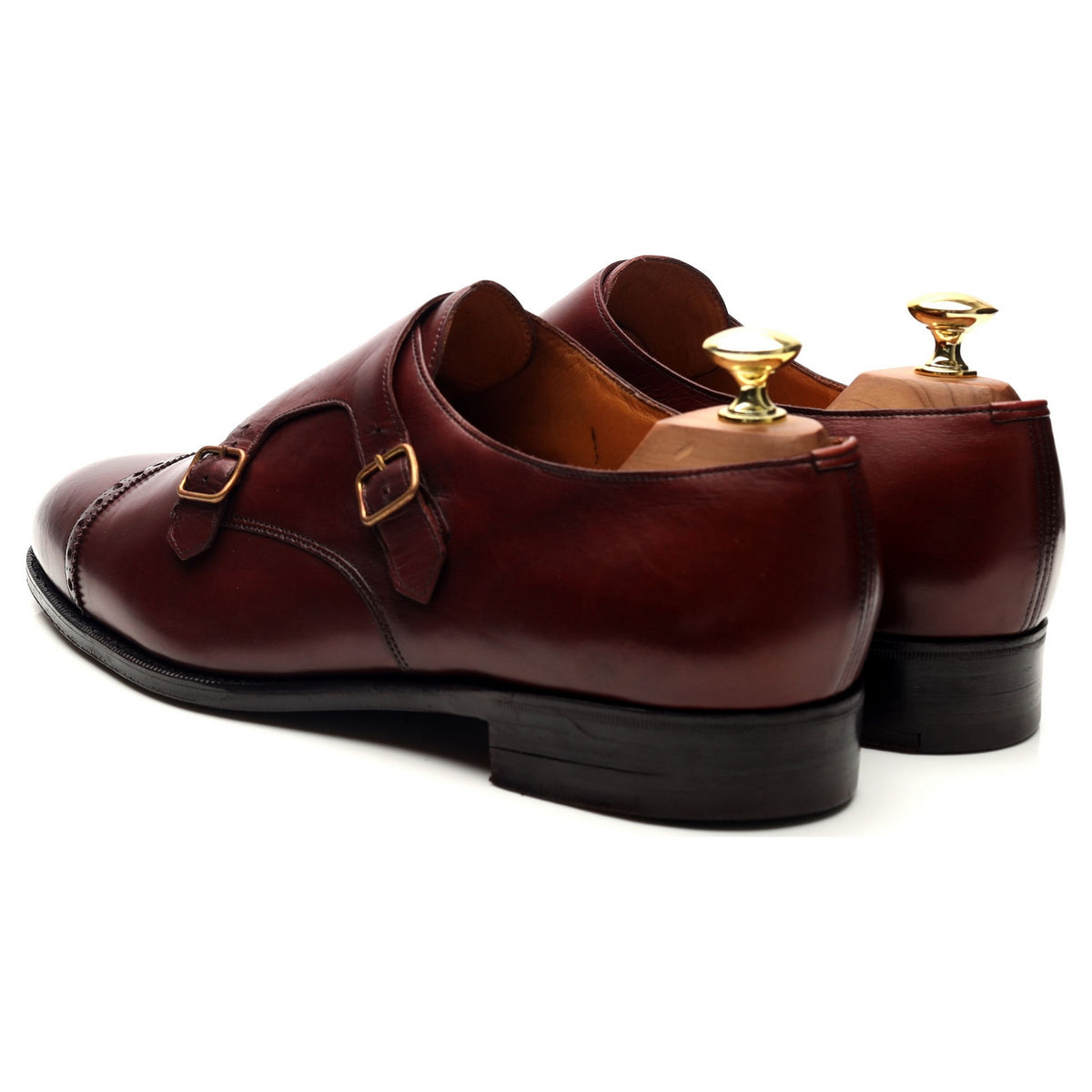 Burgundy Leather Double Monk Strap UK 9 F