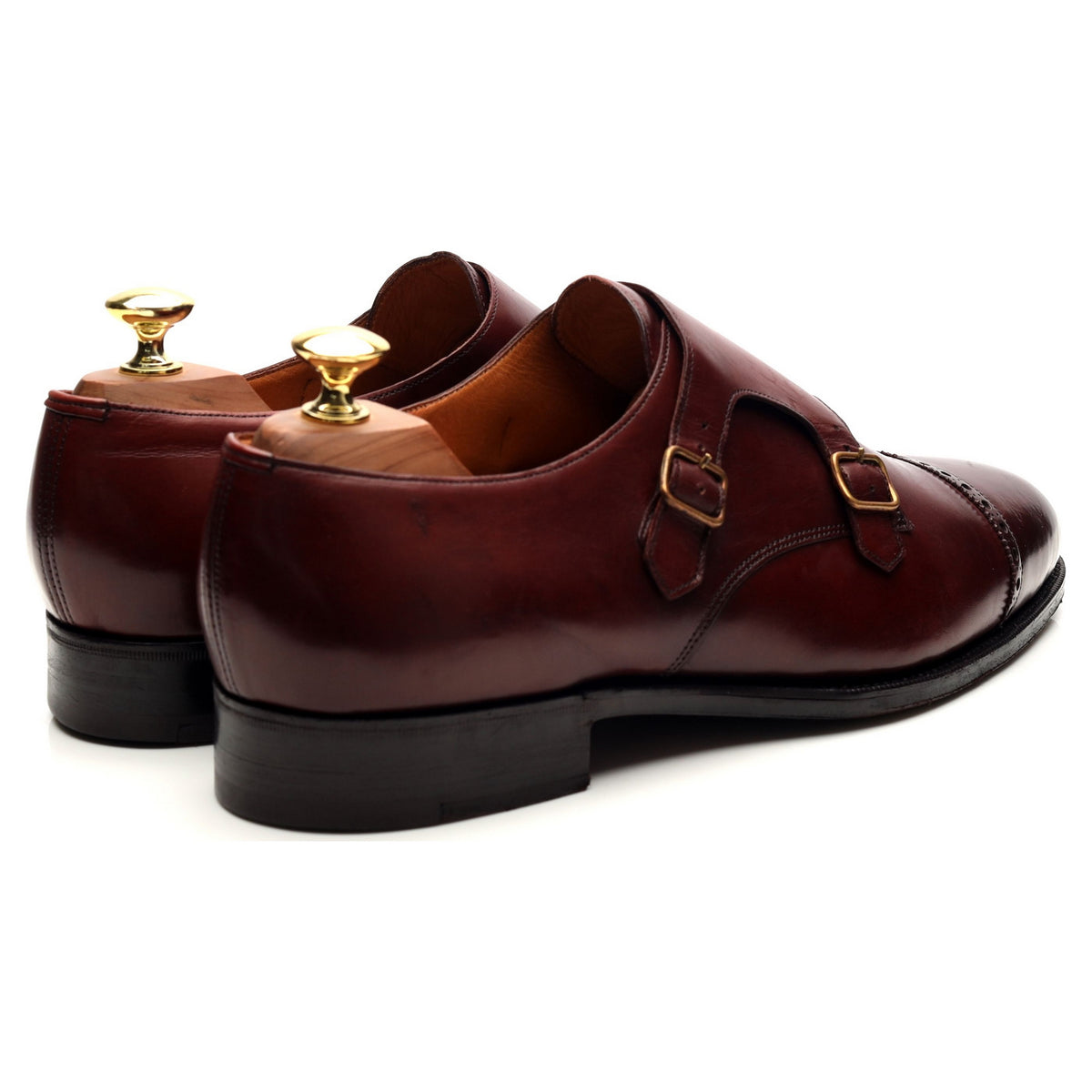 Burgundy Leather Double Monk Strap UK 9 F