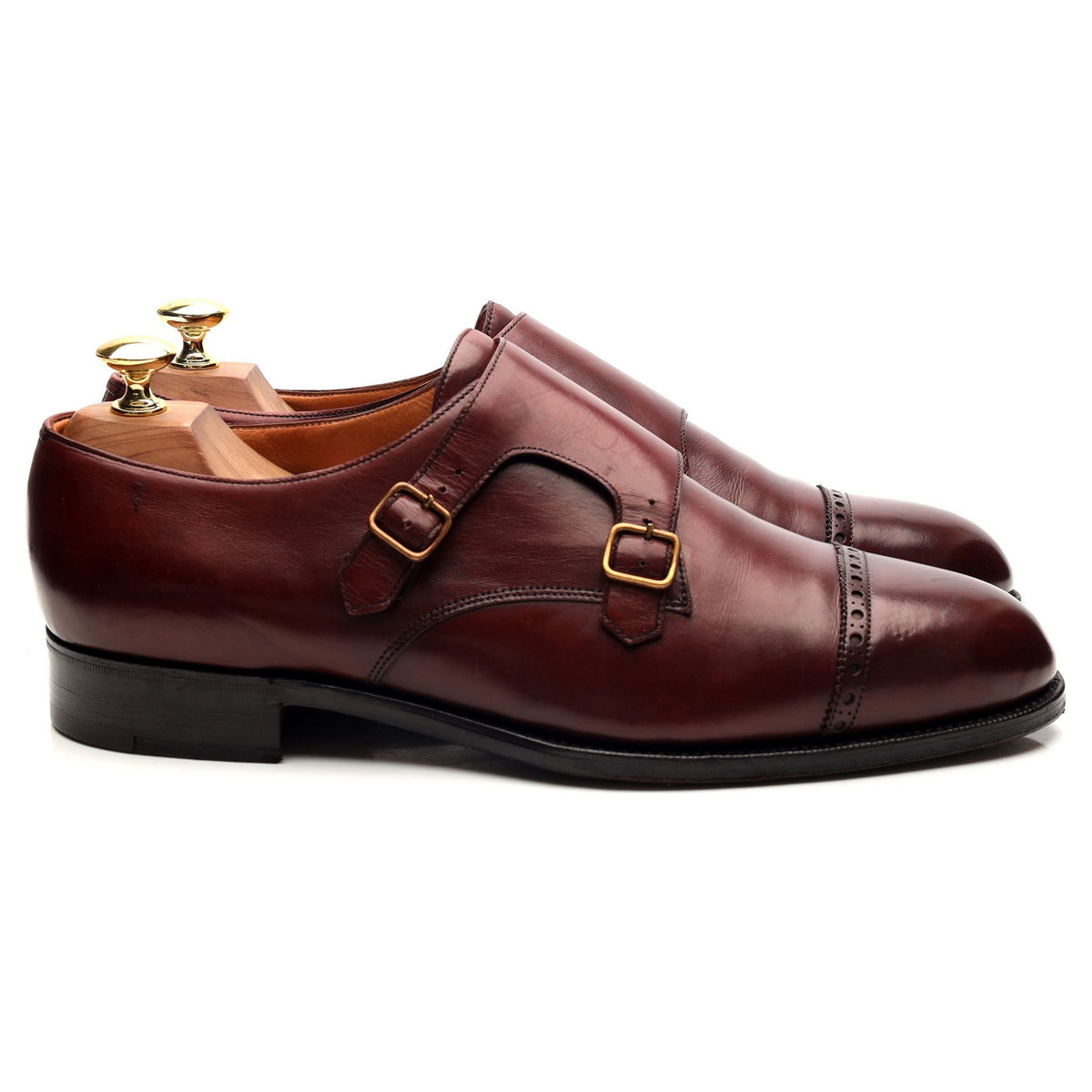 Burgundy Leather Double Monk Strap UK 9 F