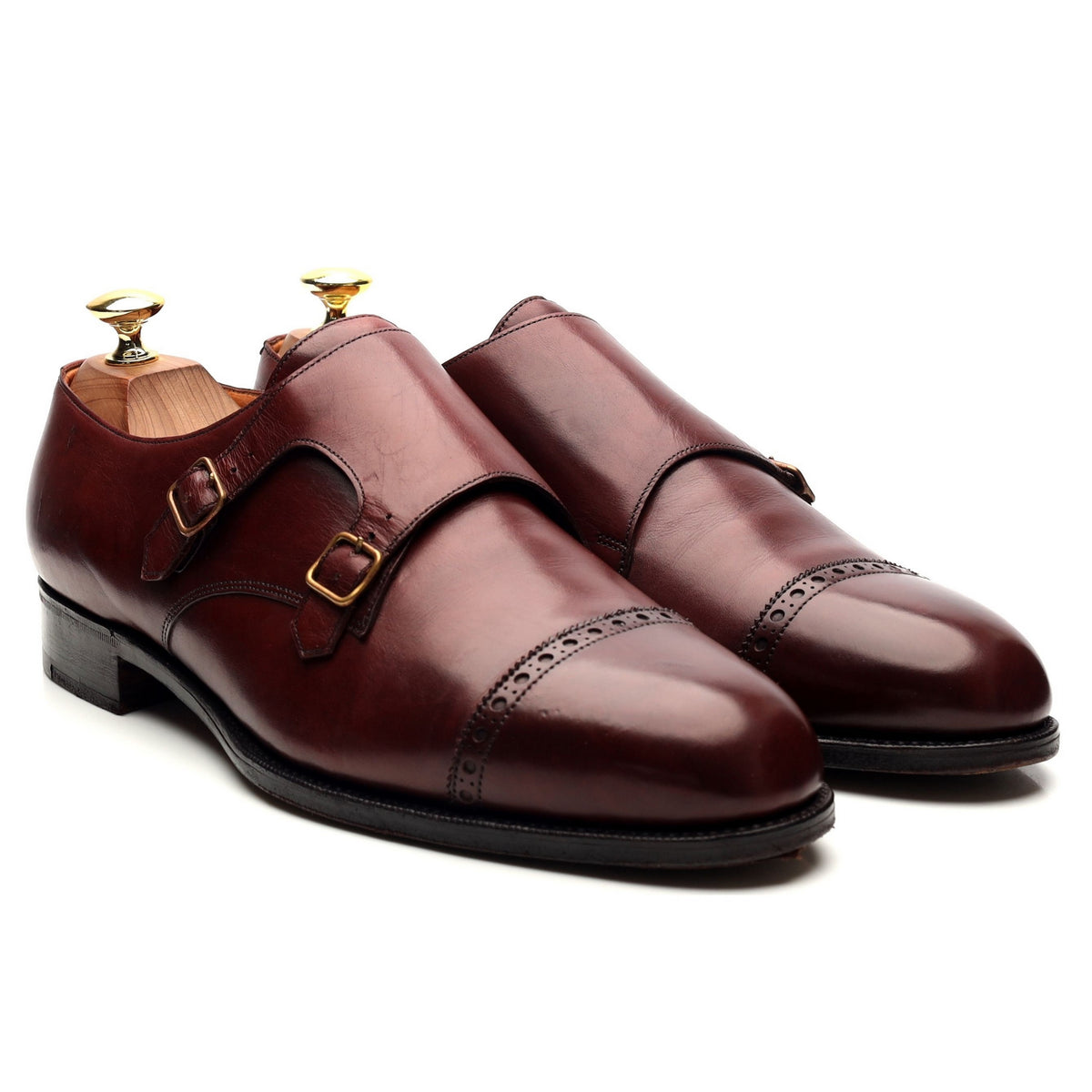 Burgundy Leather Double Monk Strap UK 9 F