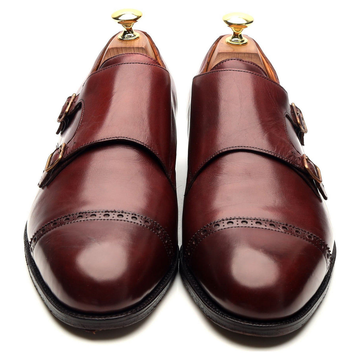 Burgundy Leather Double Monk Strap UK 9 F