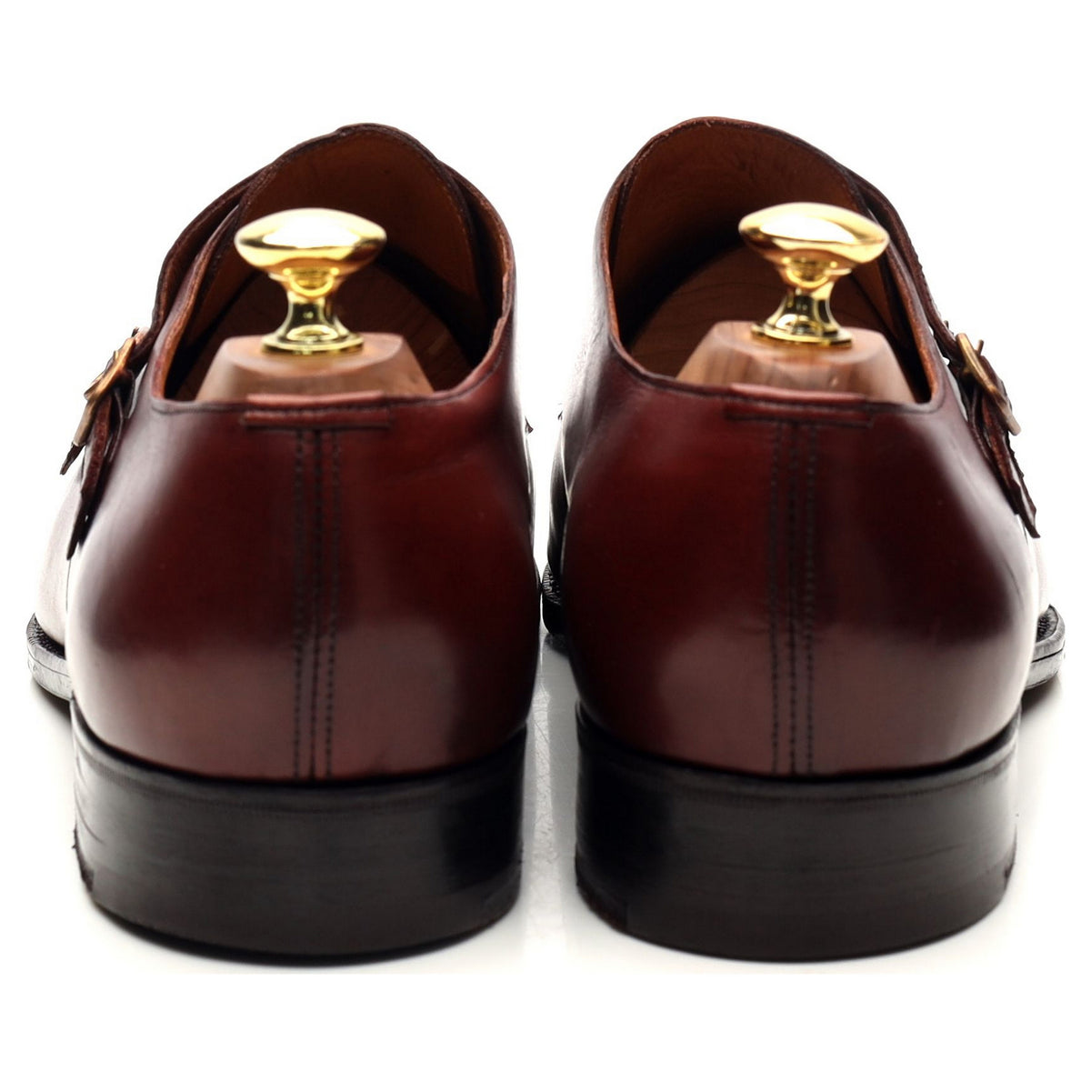 Burgundy Leather Double Monk Strap UK 9 F