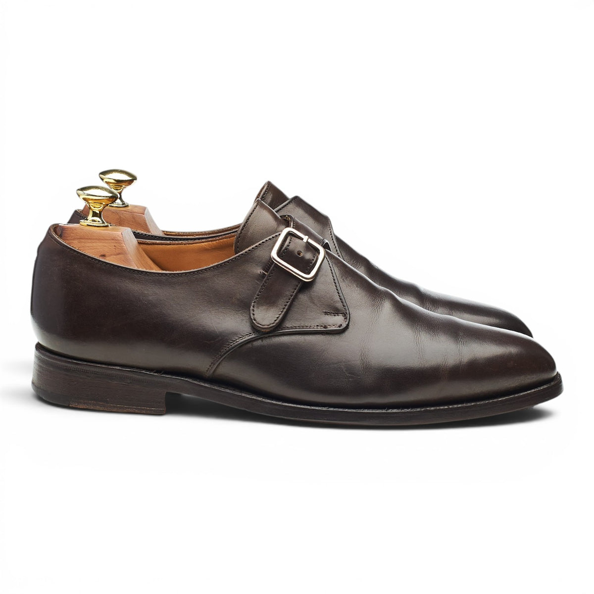 'Mayfair' Dark Brown Leather Monk Strap UK 7.5