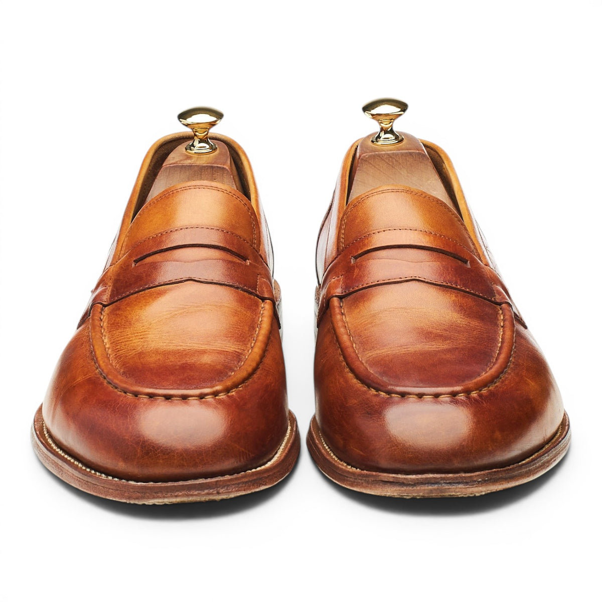 'Maxwell' Tan Brown Leather Loafers UK 10 E