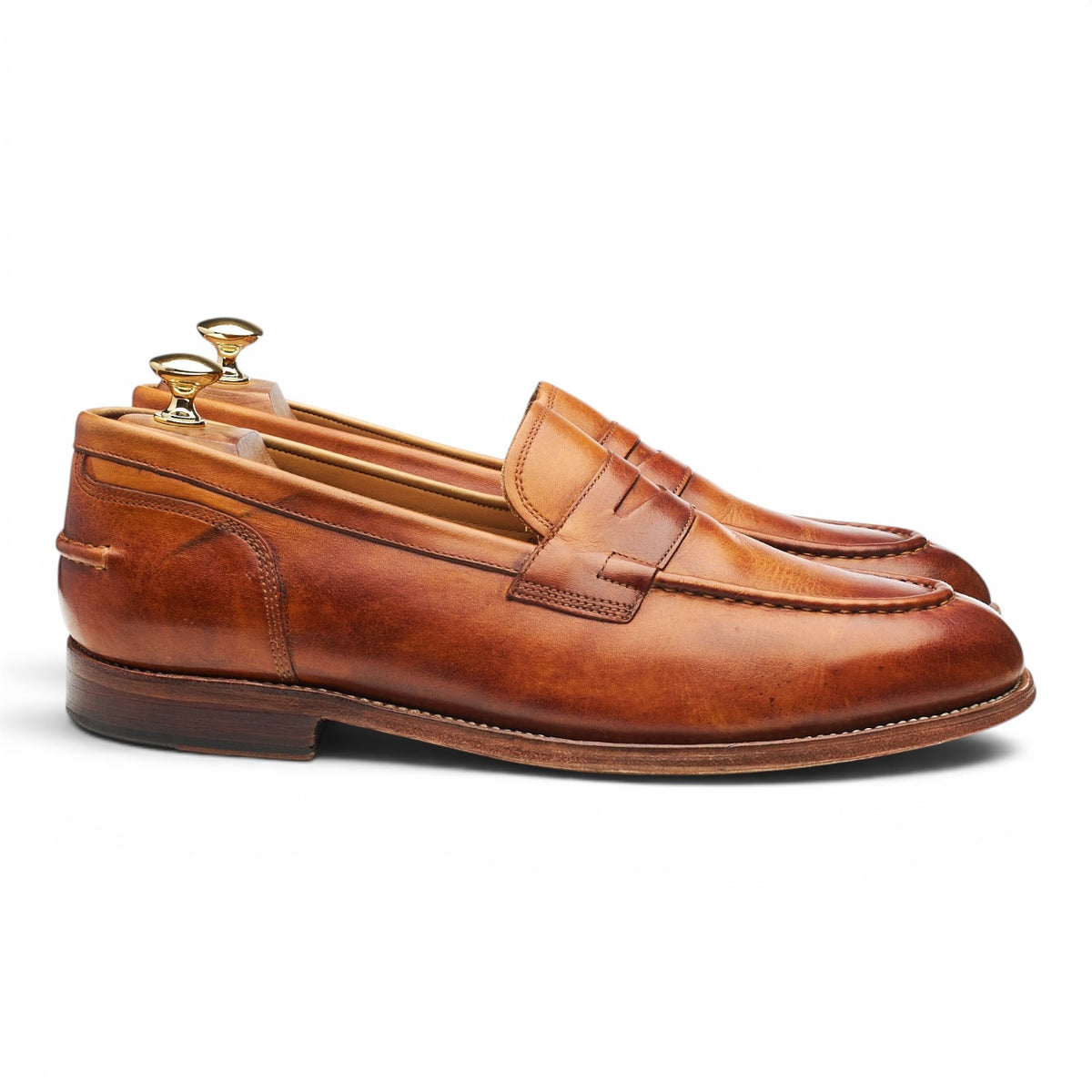 'Maxwell' Tan Brown Leather Loafers UK 10 E