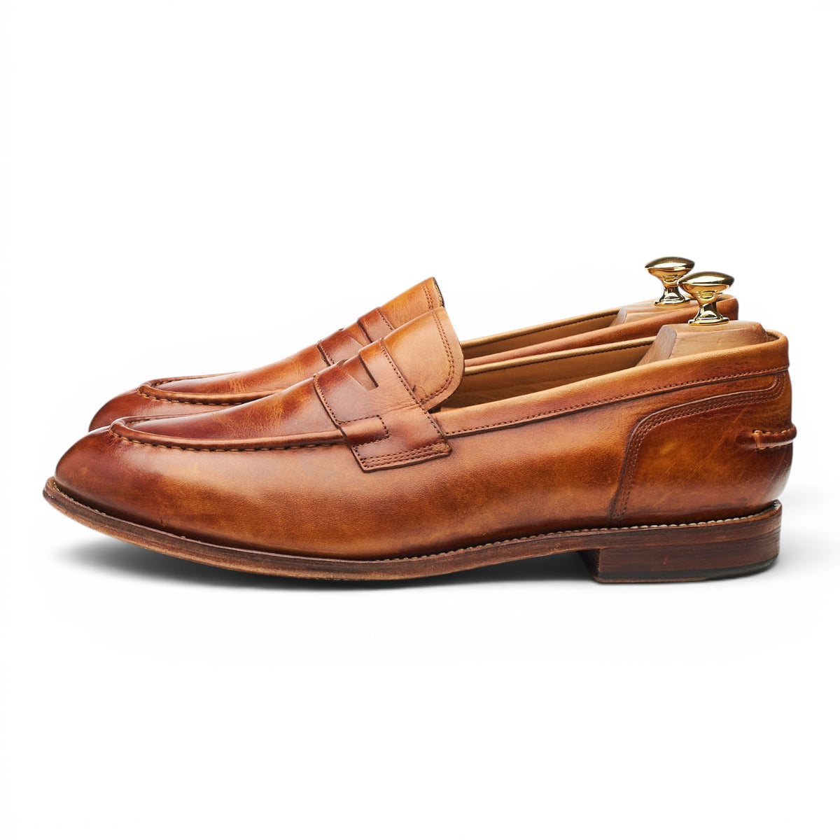 'Maxwell' Tan Brown Leather Loafers UK 10 E