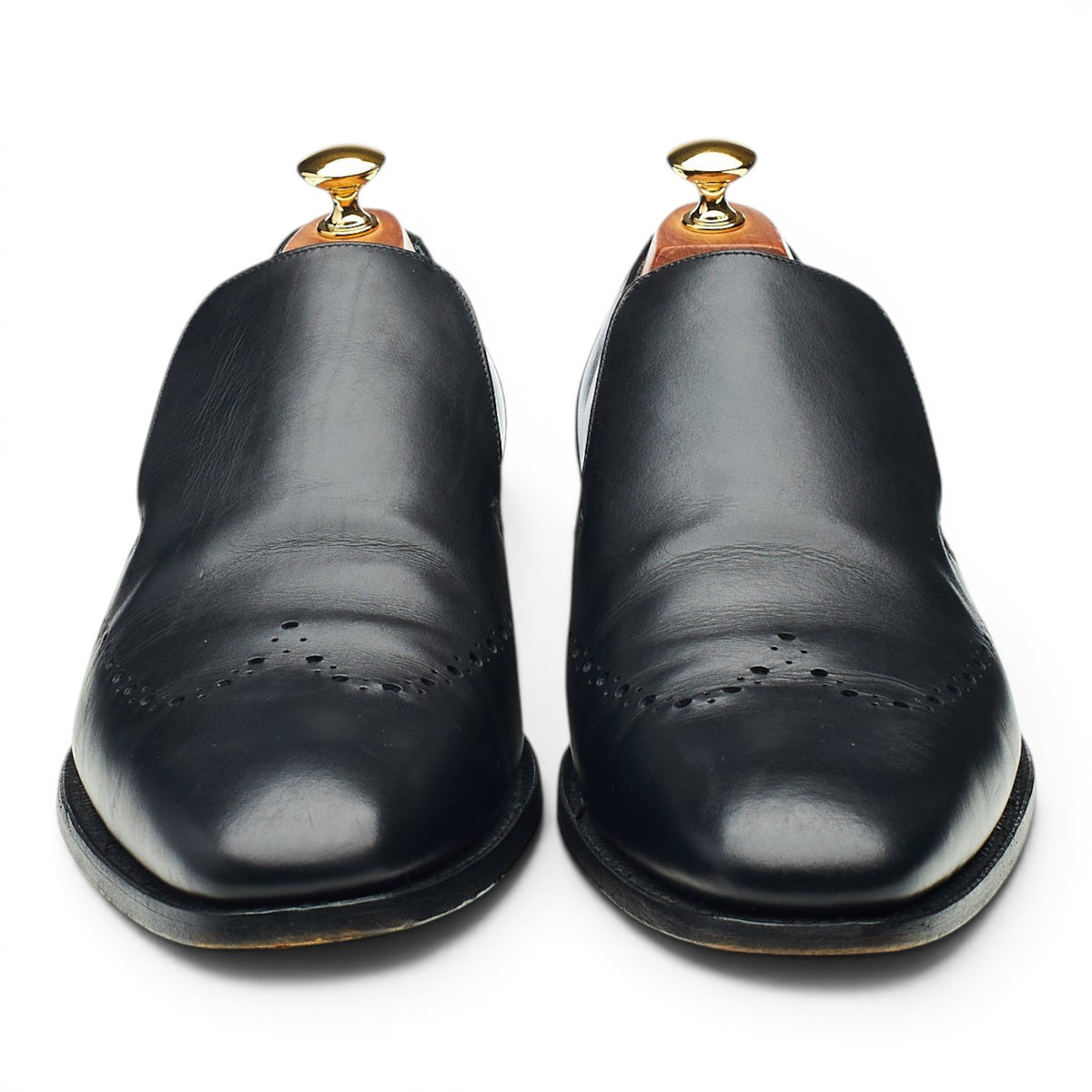 'Bourne' Black Leather Slip On Loafers UK 10 F