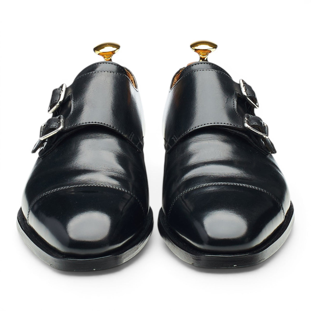'Lowndes' Black Leather Double Monk Strap UK 6 E