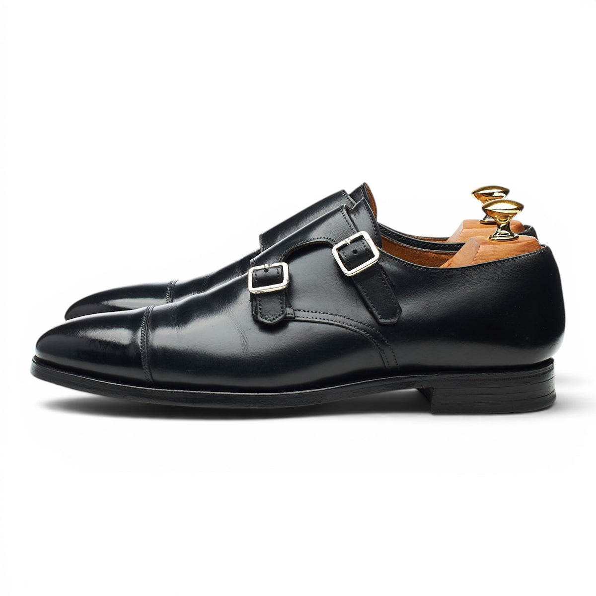 'Lowndes' Black Leather Double Monk Strap UK 6 E
