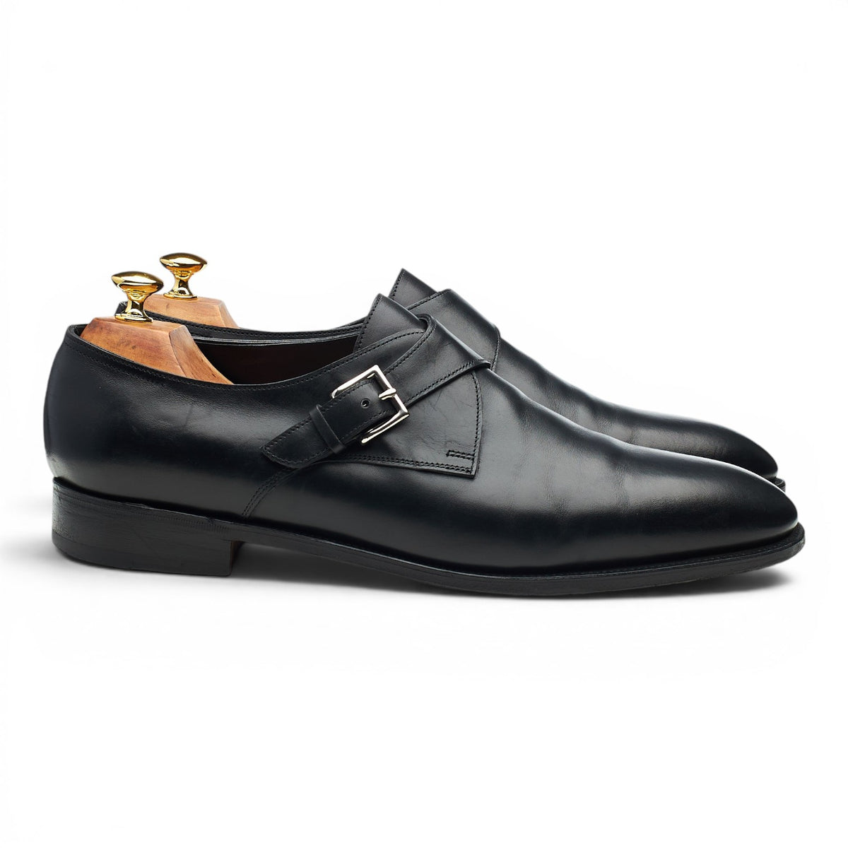 'Ashill' Black Leather Monk Strap UK 11 EE