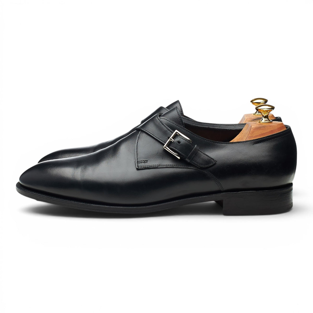 'Ashill' Black Leather Monk Strap UK 11 EE