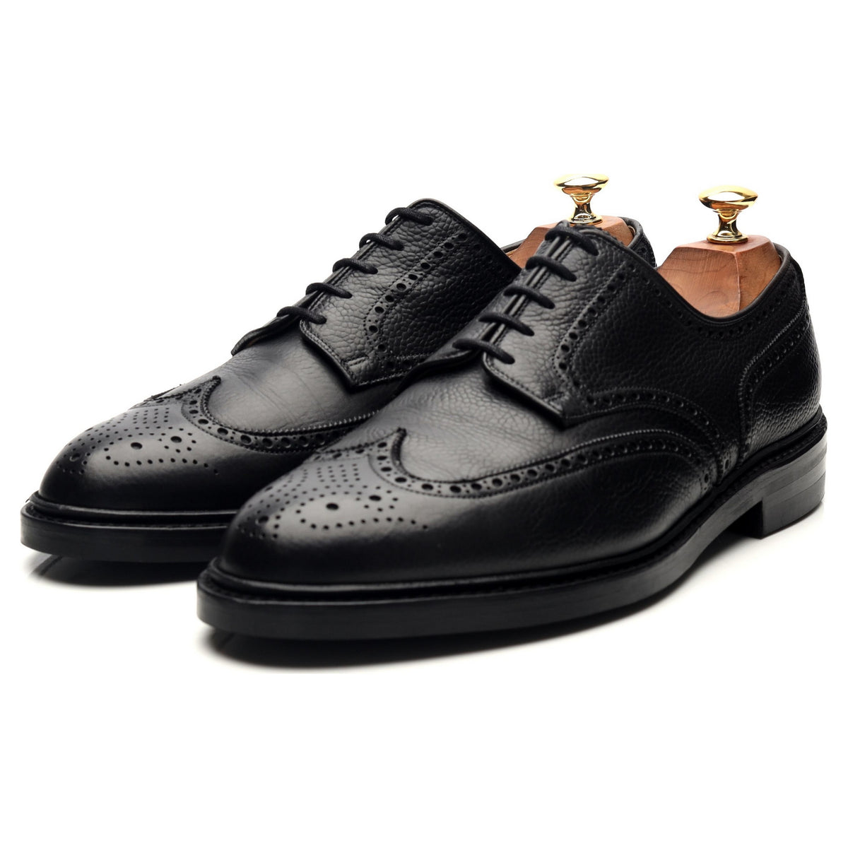 &#39;Pembroke&#39; Black Leather Derby Brogues UK 9 E