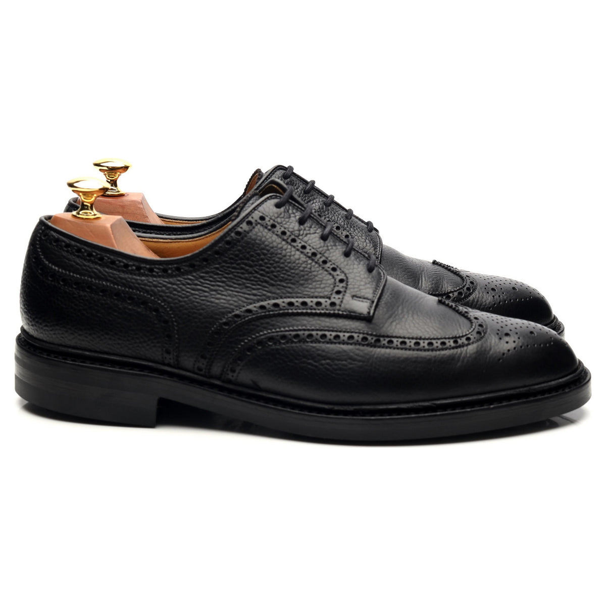 &#39;Pembroke&#39; Black Leather Derby Brogues UK 9 E