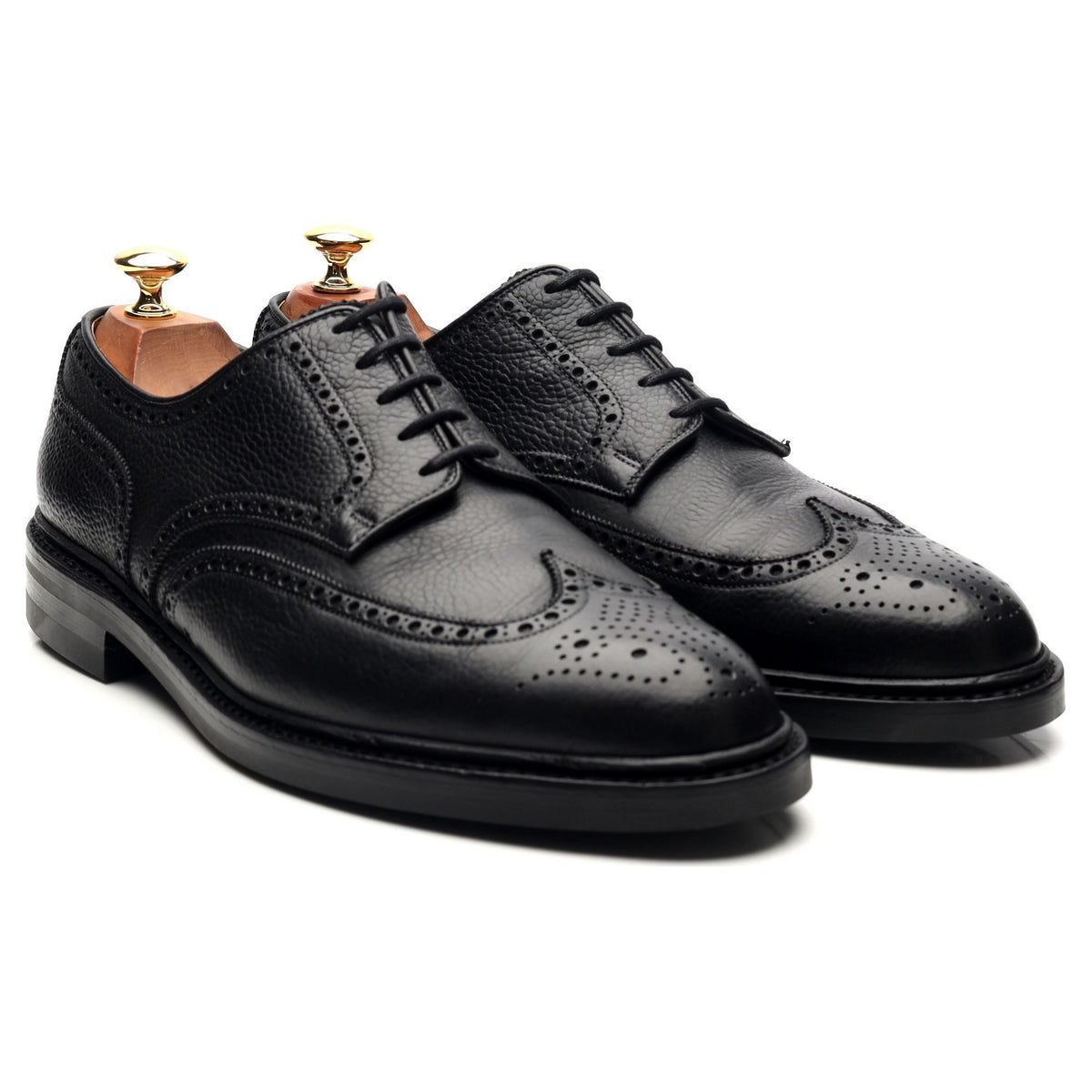 &#39;Pembroke&#39; Black Leather Derby Brogues UK 9 E