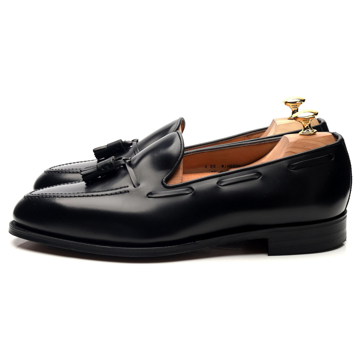 &#39;Windsor&#39; Black Leather Tassel Loafers UK 11 EX