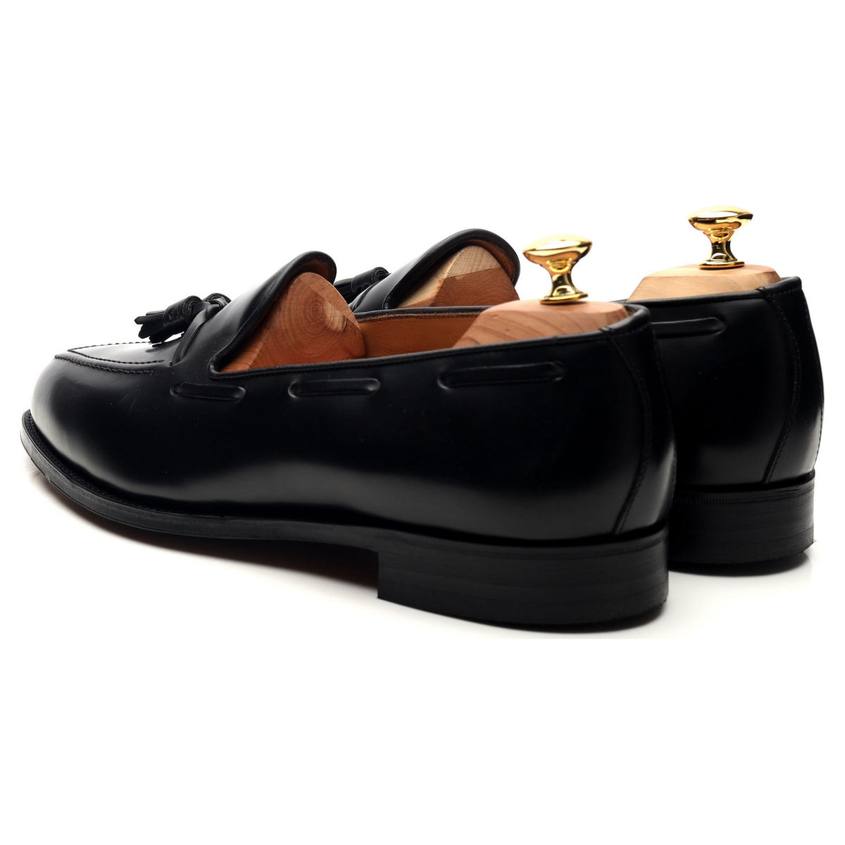 &#39;Windsor&#39; Black Leather Tassel Loafers UK 11 EX