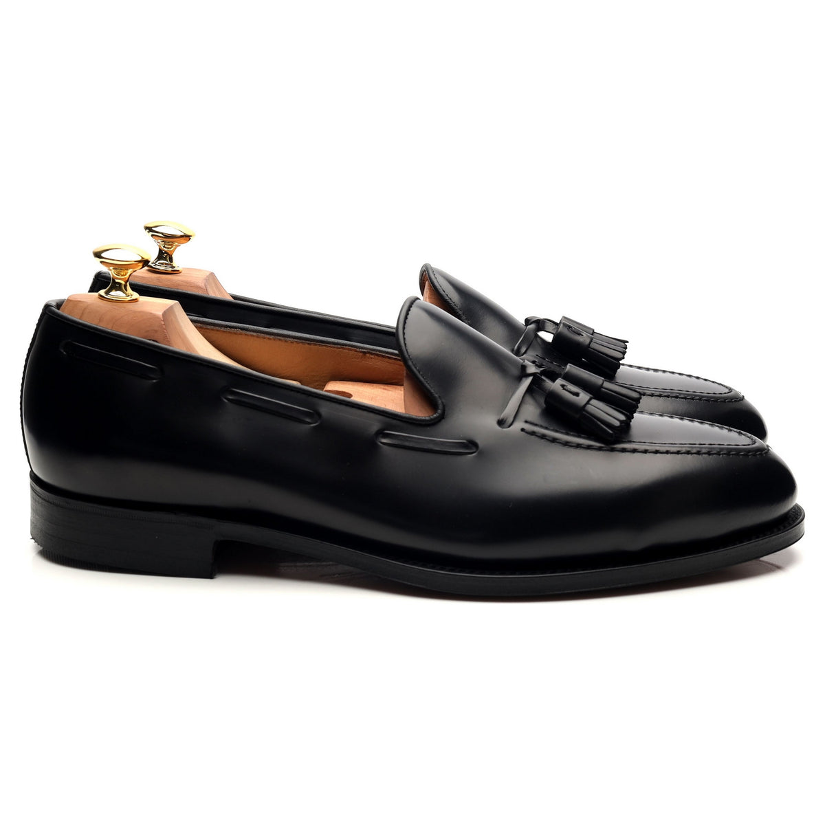 &#39;Windsor&#39; Black Leather Tassel Loafers UK 11 EX