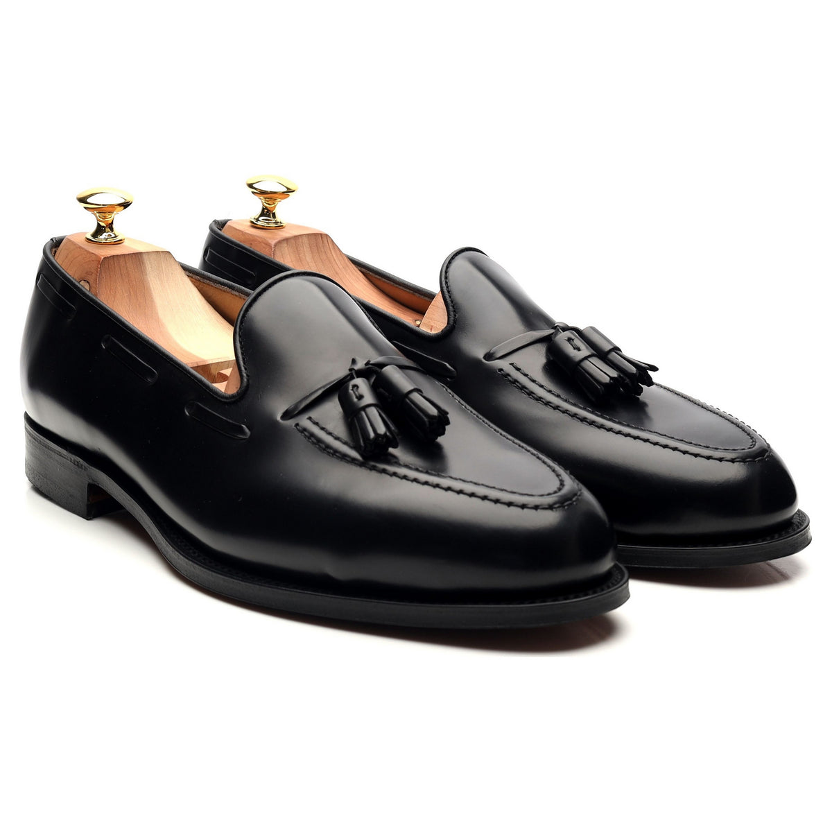 &#39;Windsor&#39; Black Leather Tassel Loafers UK 11 EX