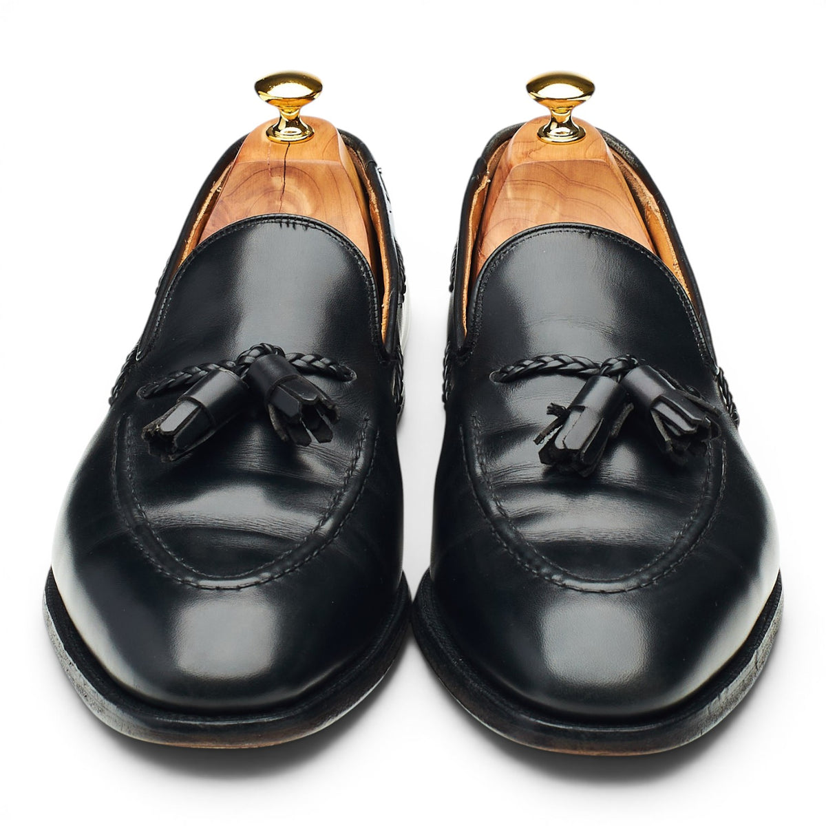 'Langham 2' Black Leather Tassel Loafers UK 11 E