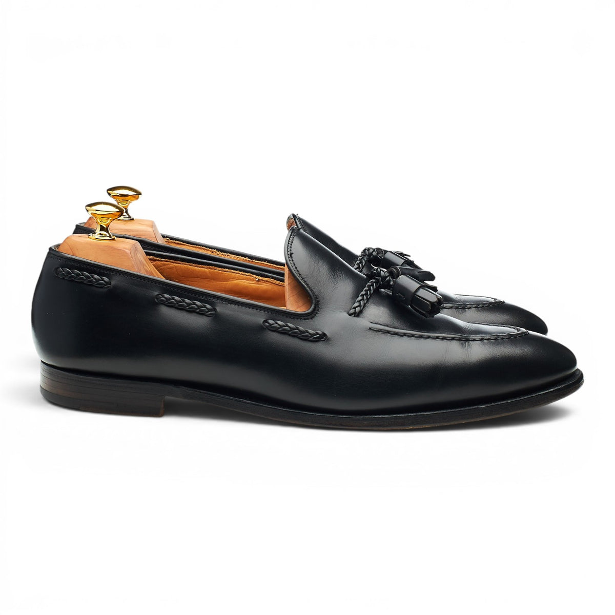 'Langham 2' Black Leather Tassel Loafers UK 11 E