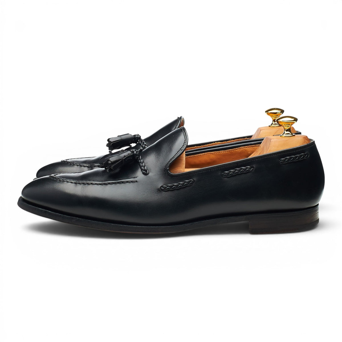'Langham 2' Black Leather Tassel Loafers UK 11 E