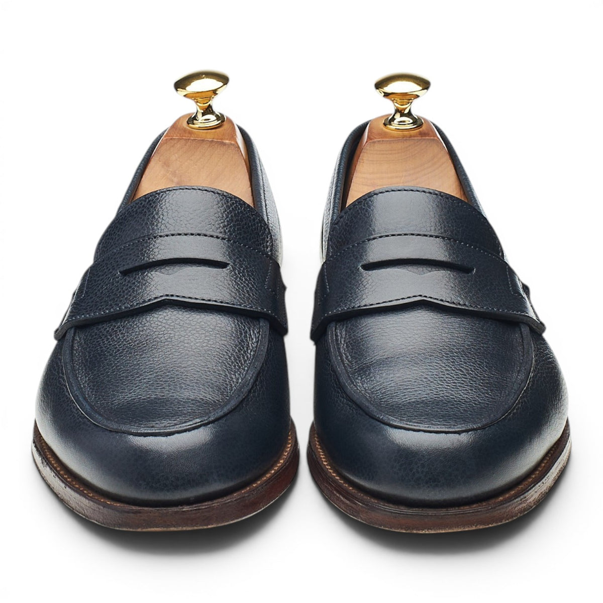 'Richmond 2' Navy Blue Grain Leather Loafers UK 6.5 E