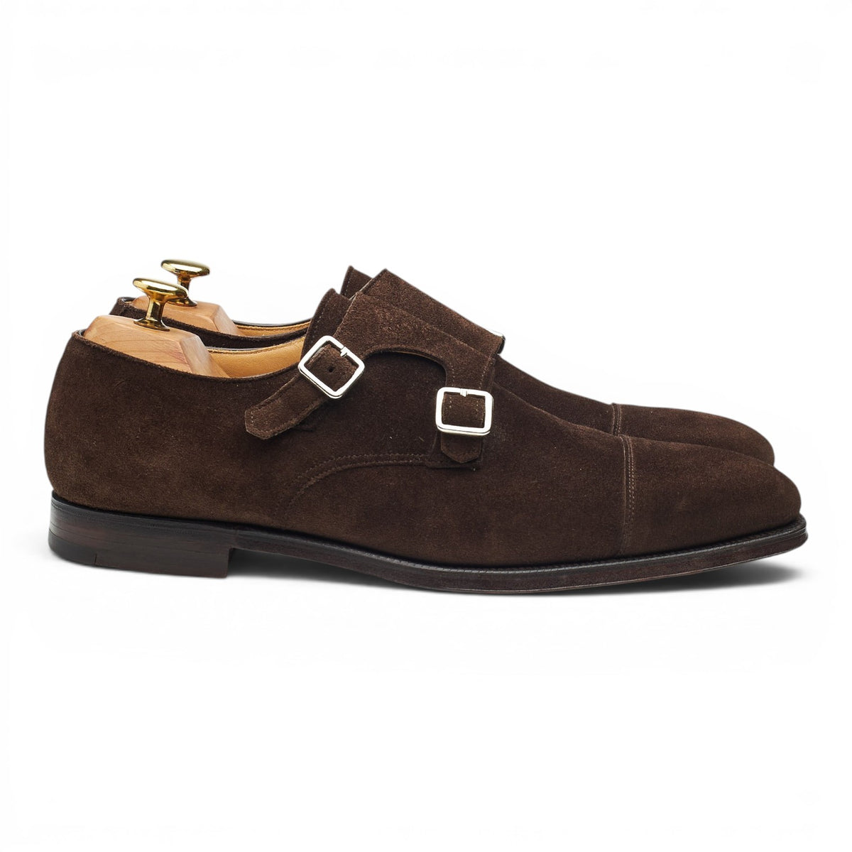 'Lowndes' Dark Brown Suede Double Monk Strap UK 8.5 E