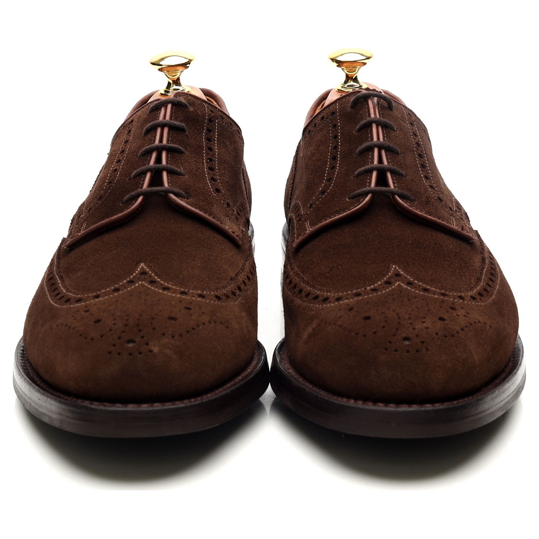 Cardiff' Dark Brown Suede Derby Brogues UK 9 E - Abbot's Shoes