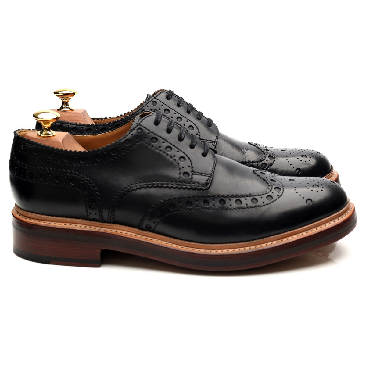 &#39;Archie&#39; Black Leather Derby Brogues UK 9 G