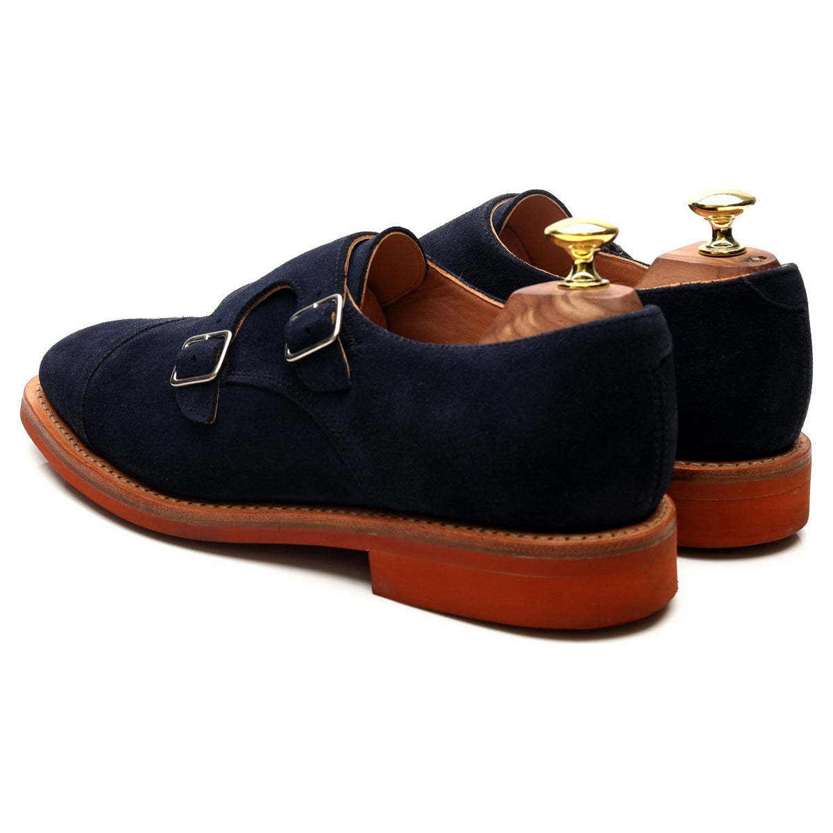 &#39;Dylan&#39; Navy Blue Suede Double Monk Strap UK 7 F