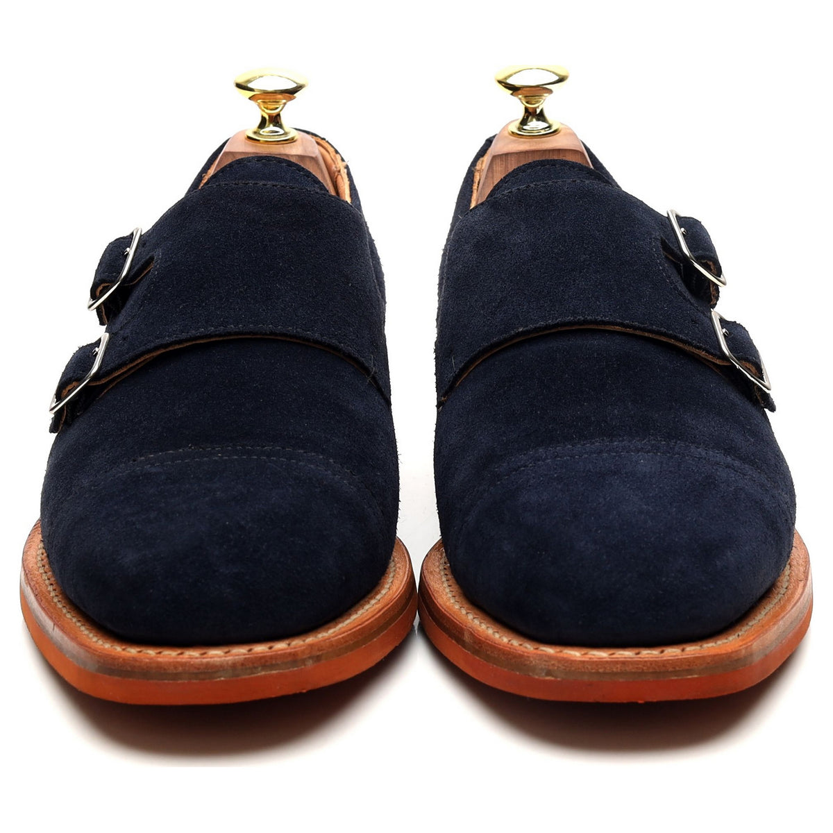 &#39;Dylan&#39; Navy Blue Suede Double Monk Strap UK 7 F
