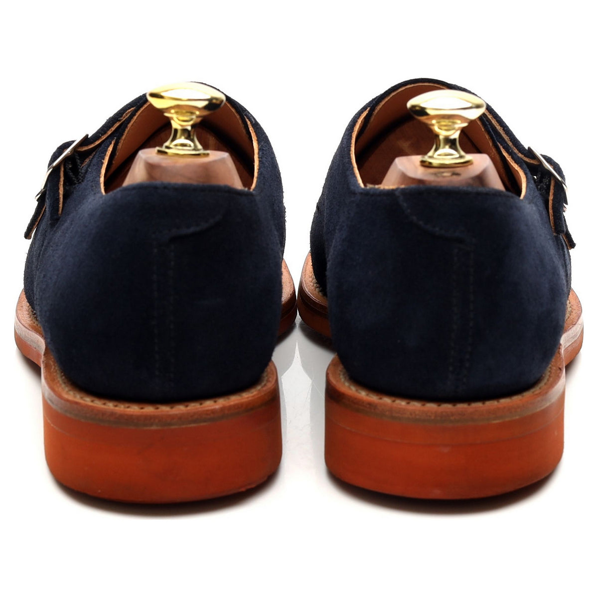 &#39;Dylan&#39; Navy Blue Suede Double Monk Strap UK 7 F