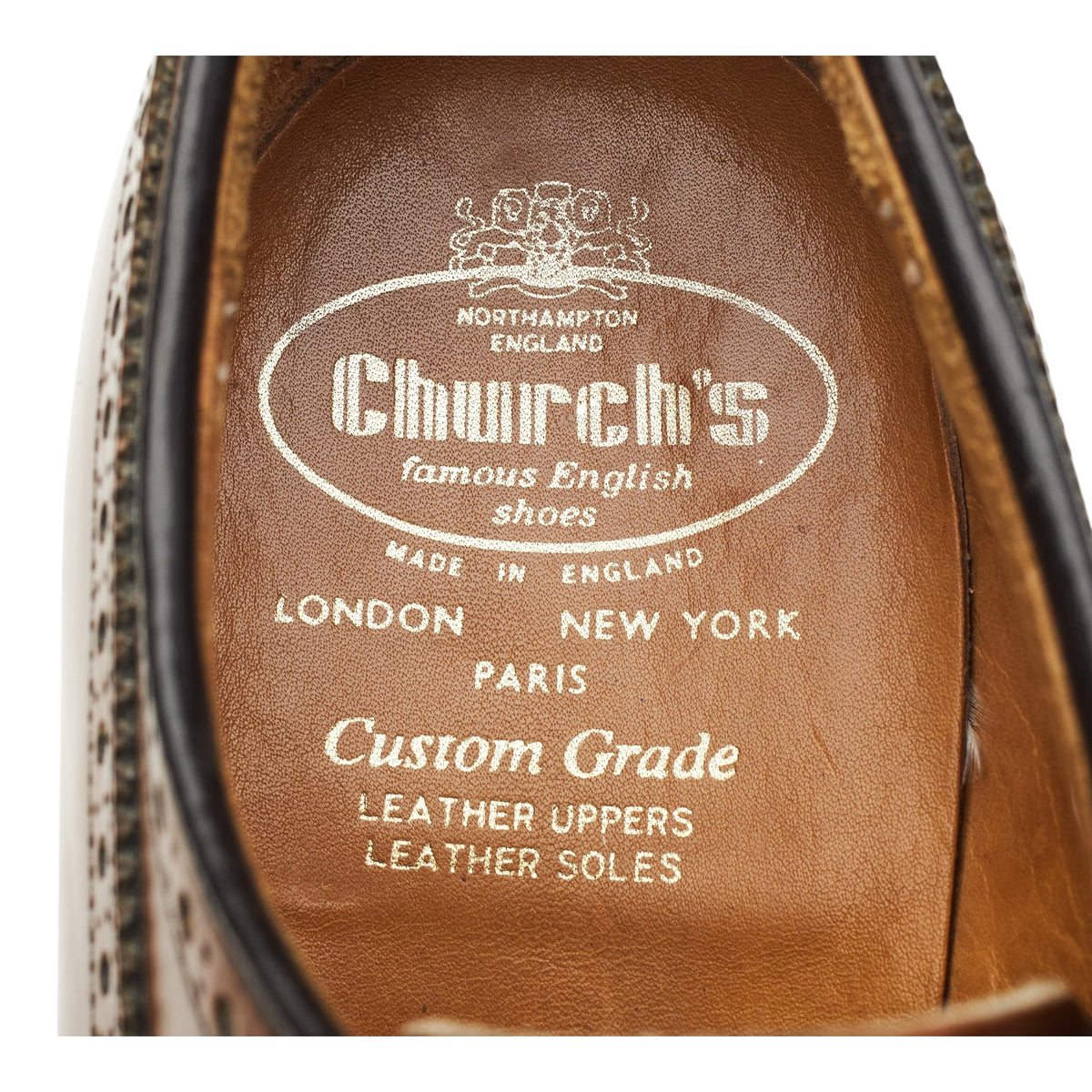 'Grafton' Tan Brown Leather Derby Brogues UK 8.5 F