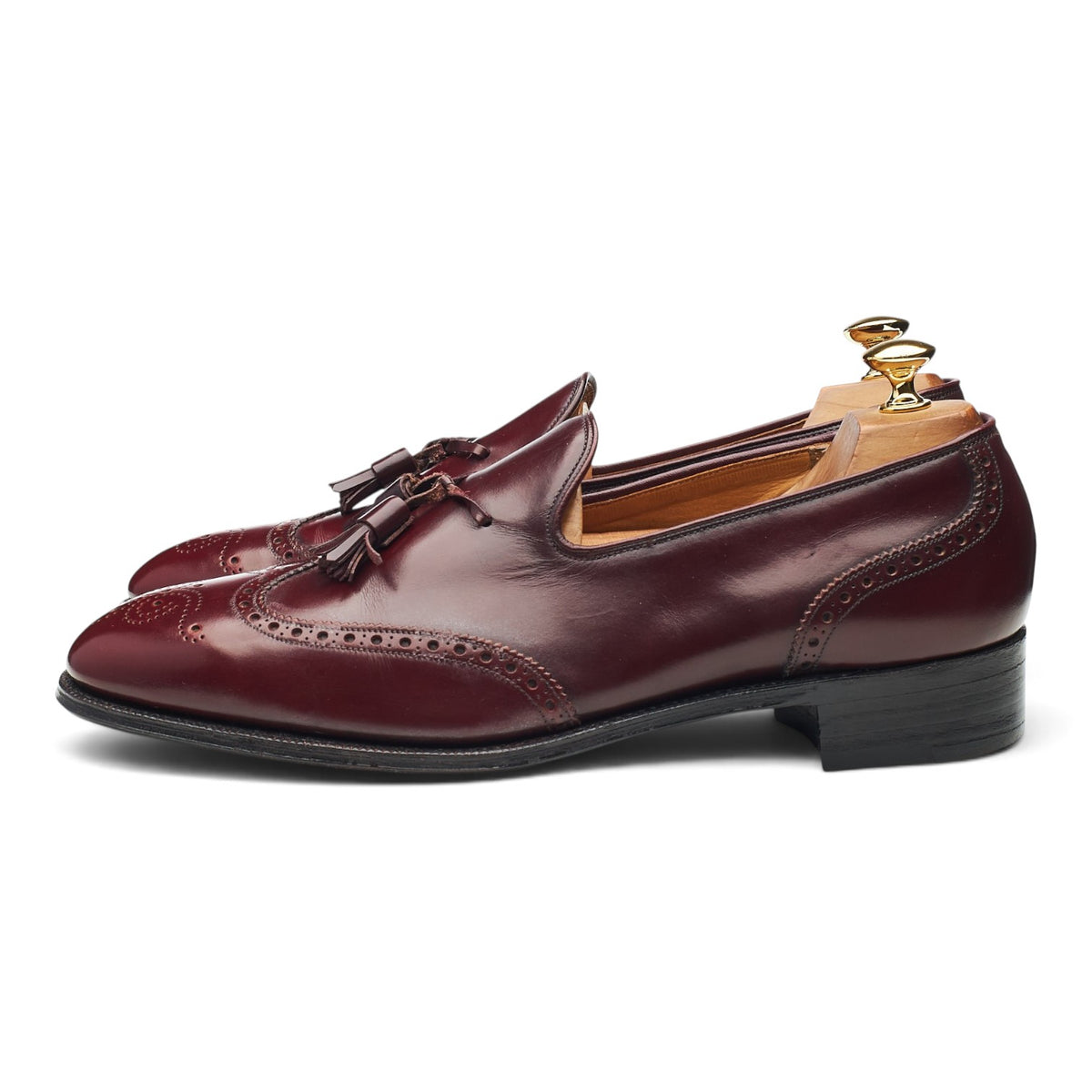 'Madison' Burgundy Leather Brogue Tassel Loafers UK 10 F