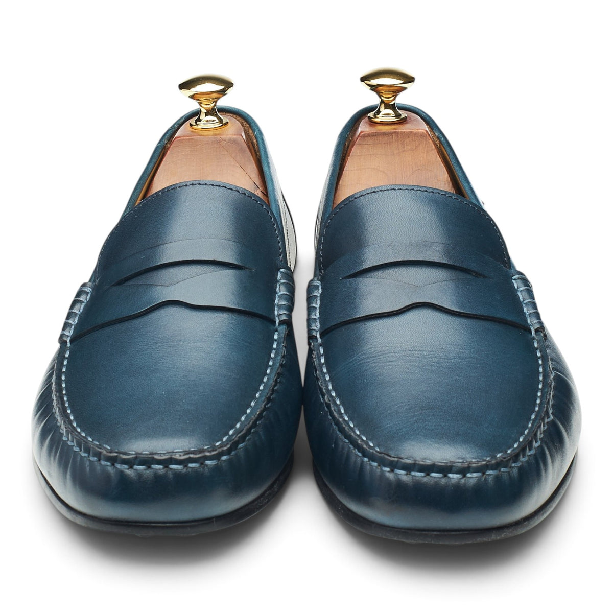 'Jamie' Blue Leather Driving Loafers UK 9