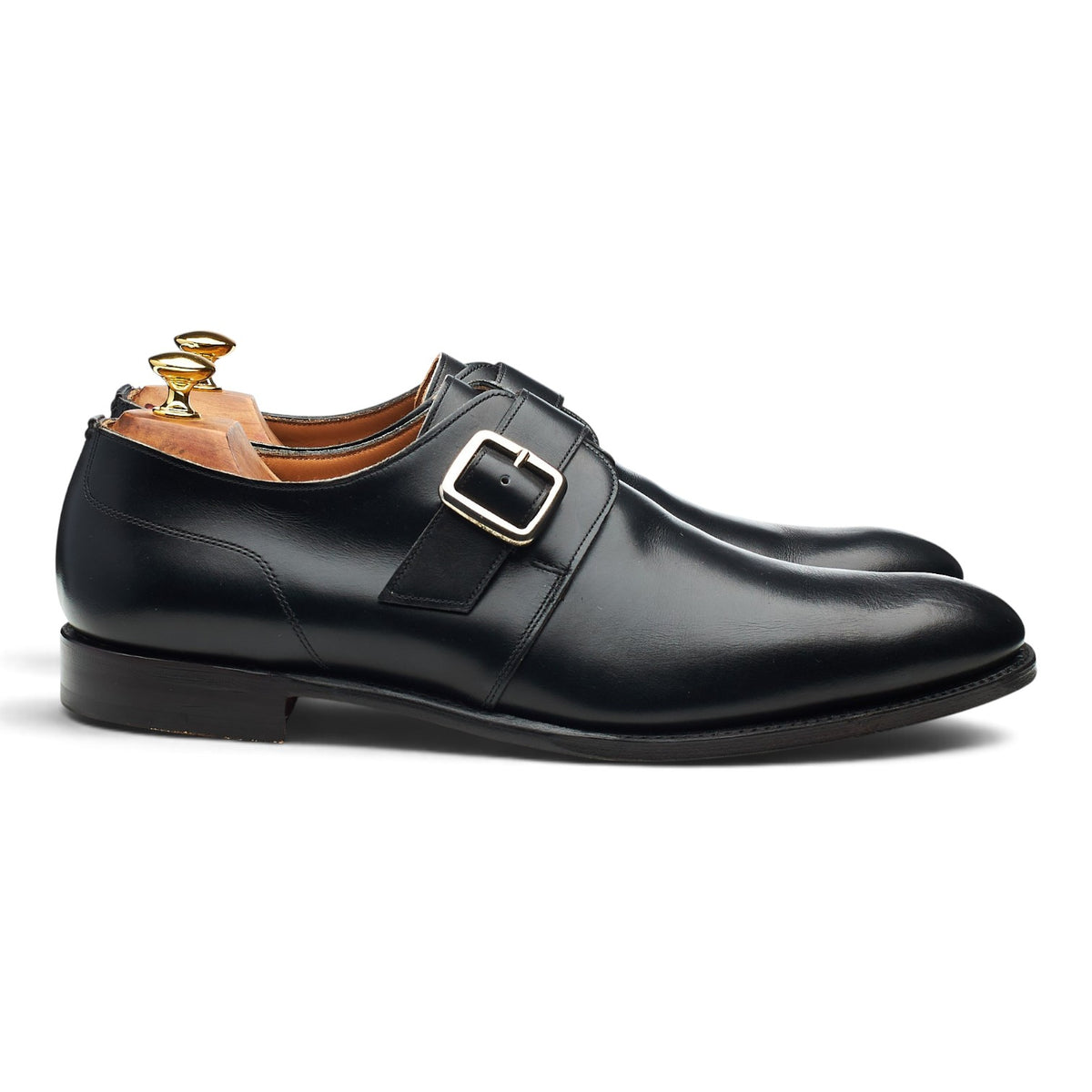 'Moorgate' Black Leather Monk Strap UK 11 F