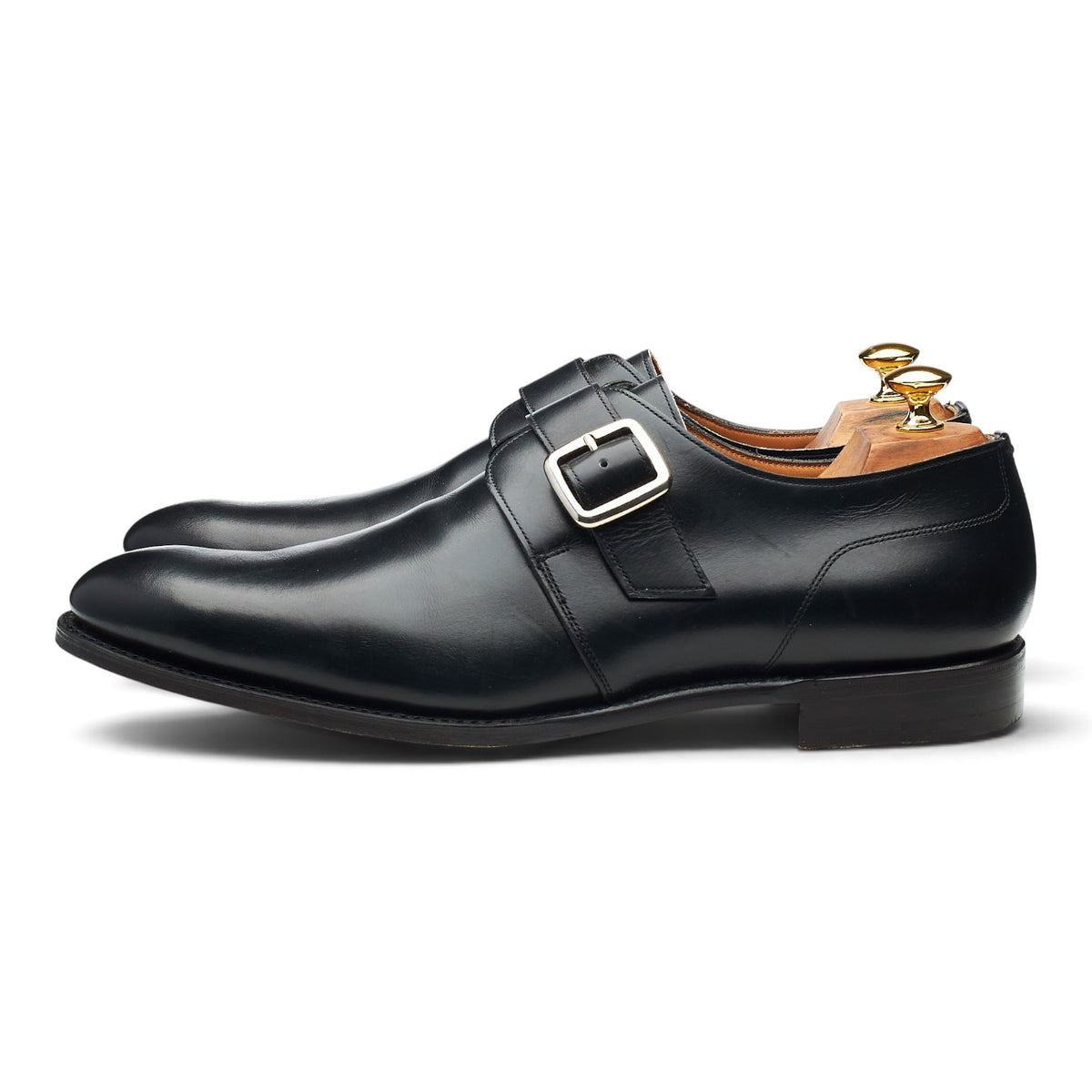 'Moorgate' Black Leather Monk Strap UK 11 F